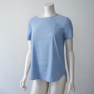 Ann Taylor Blue White Black Office Top Cute Twee Triangle Print Women's - S